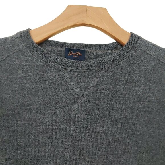 Goodman Extra Fine Merino Sweater Mens XL Gray Pullover Long Sleeve Crew Neck - Picture 2 of 12